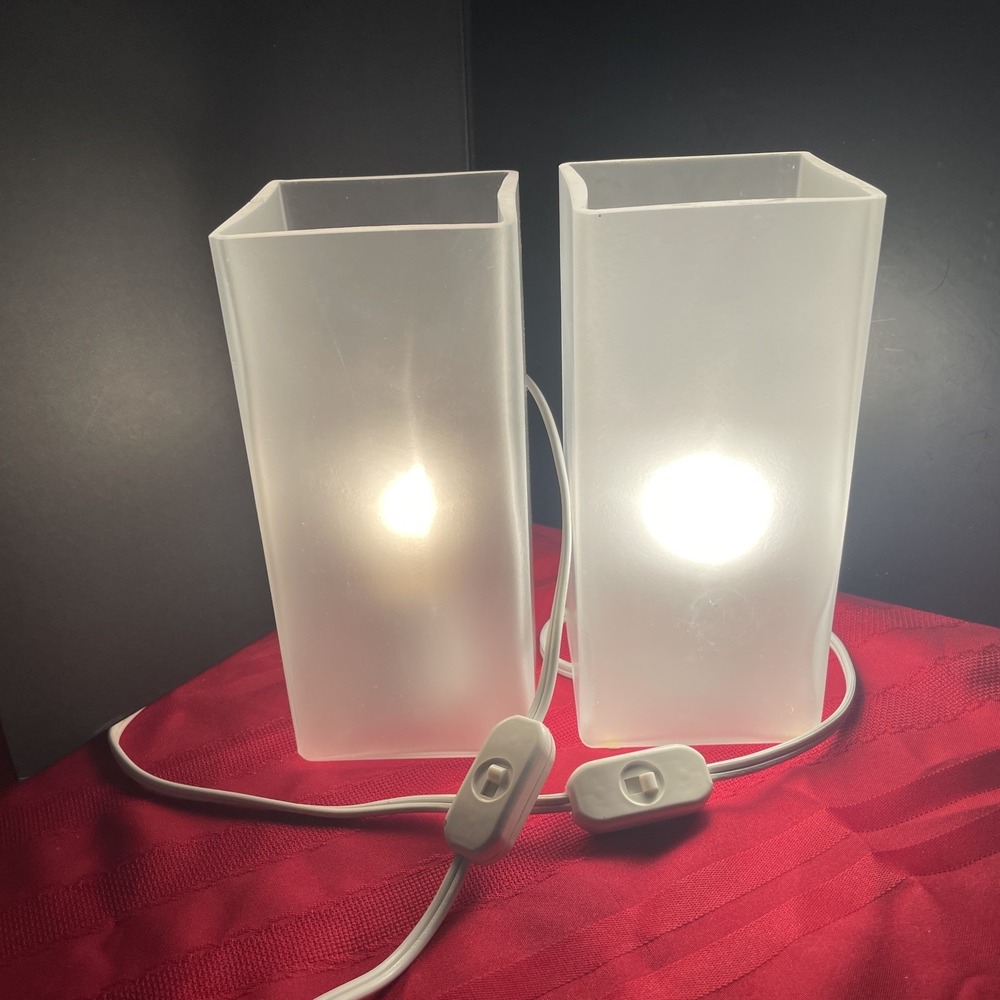 IKEA Grono Lamps Two Light Frosted White Glass Vintage Square Rectangular - Picture 9 of 10